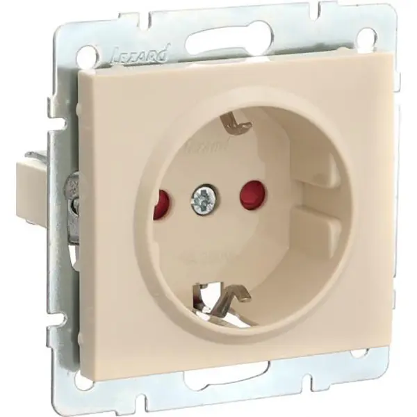 Розетка Lezard Rain (703-0388-124B) із захисними шторками дітей із з/к ПБТ (кремова) - фото №1