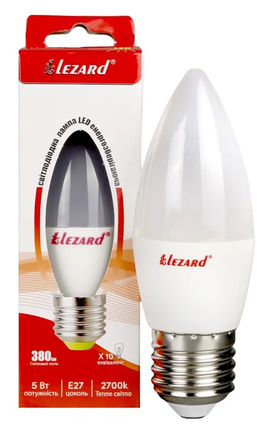 Светодиодная лампа Lezard «Candle» (N427-B35-2705) 5Вт E27 B35 220В 2700K - фото №1