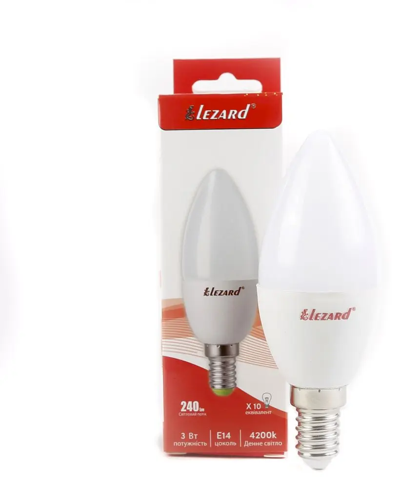 Світлодіодна лампа Lezard Candle (N442-B35-1403) 3Вт E14 B35 220В 4200K - фото №1