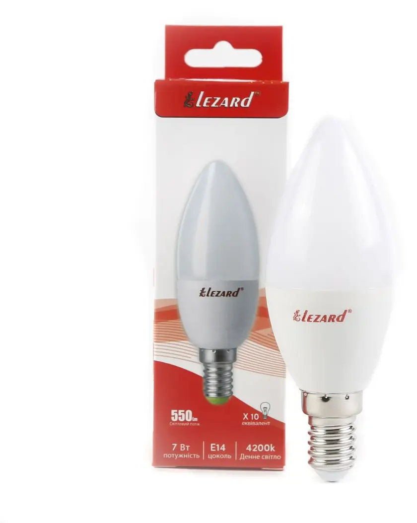 Світлодіодна лампа Lezard Candle (N442-B35-1407) 7Вт E14 B35 220В 4200K - фото №1