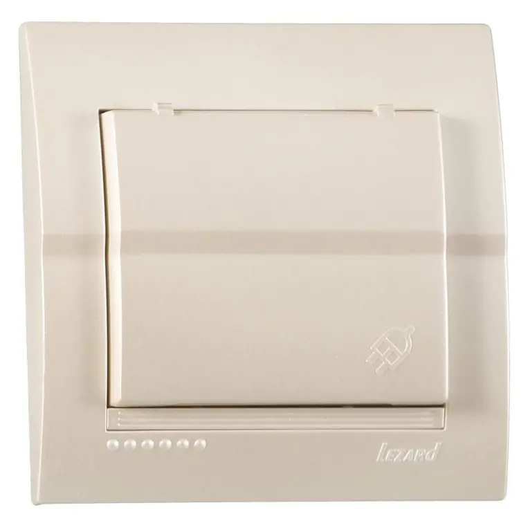 Розетка Lezard «Deriy» (702-3030-123В) з/з кришкою (перлово-білий металік)
