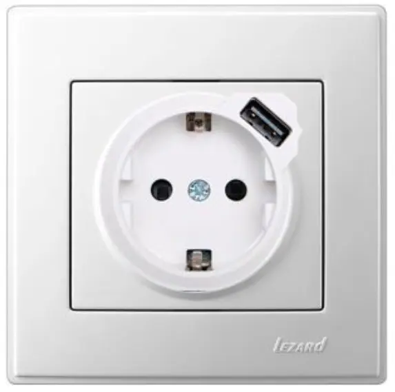 Розетка Lezard «Lesya» (705-0202-181) с/з с USB (белая)