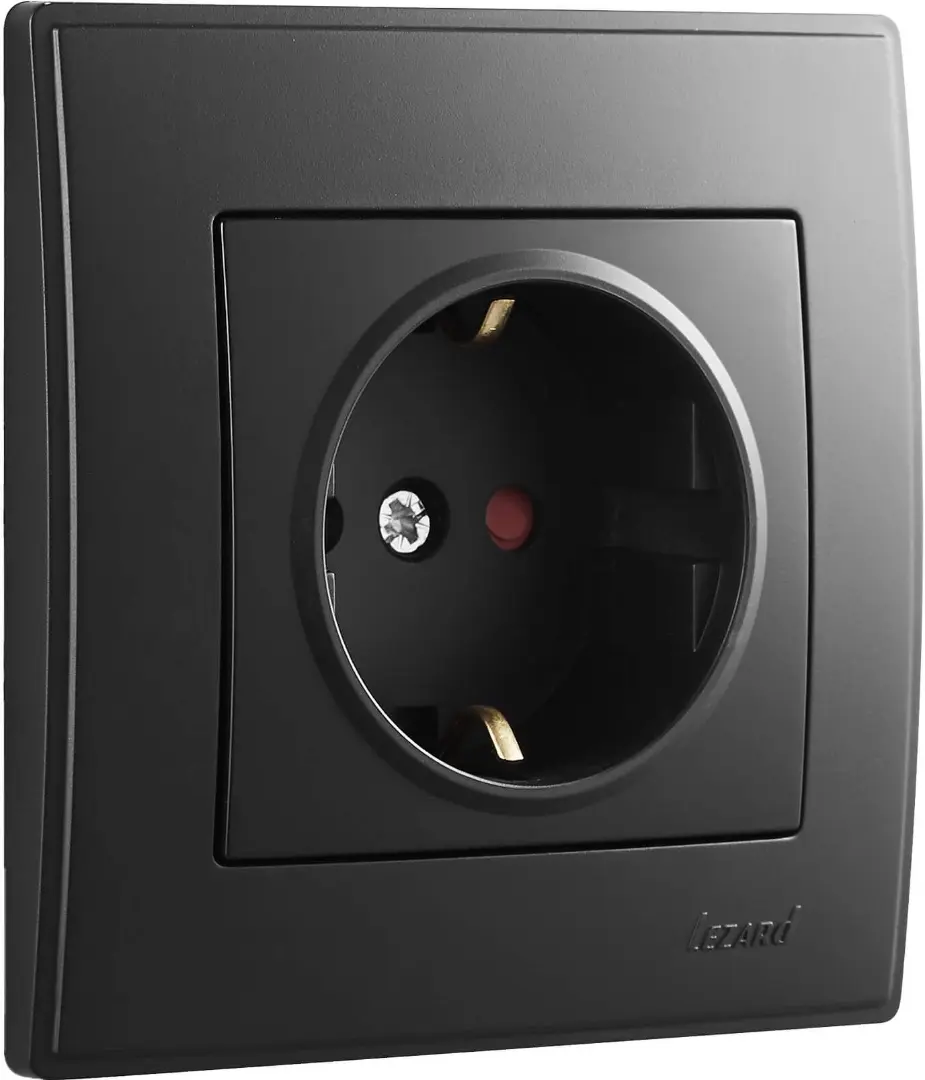 Розетка Lezard «Lesya» 705-4242-124B із захистом від дітей (антрацит) - фото №1