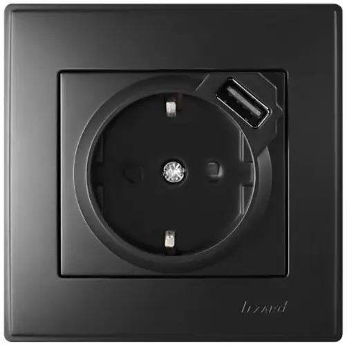 Розетка Lezard «Lesya» (705-4242-181) с/з с USB (антрацит)