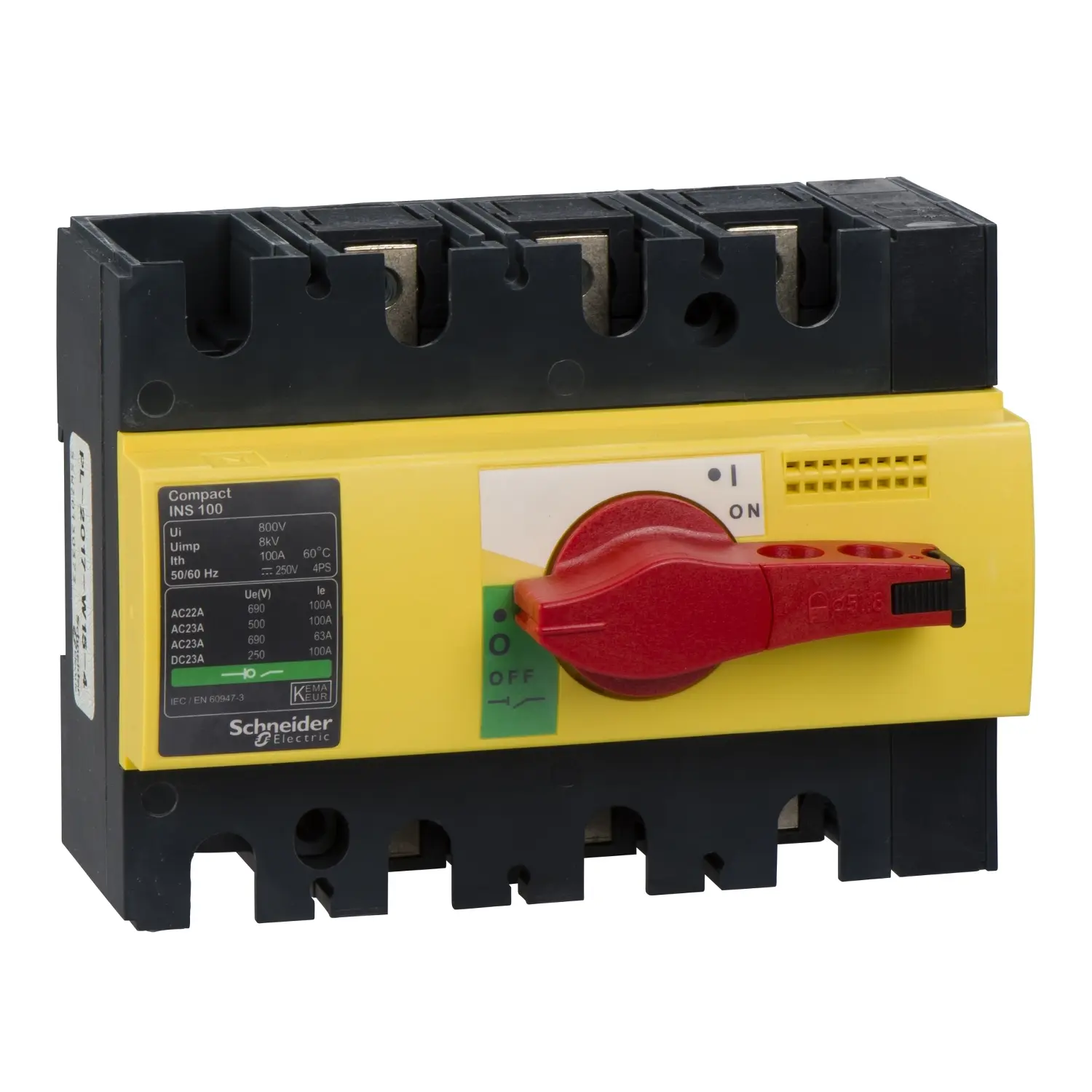 Рубильник Schneider Electric INTERPACT INS100 3P красный/желтый (28924)