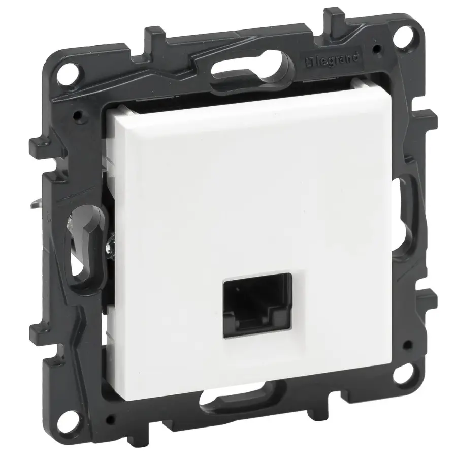 Комплект комп'ютерна розетка RJ45 + рамка Niloe Step (863159+863291) белый/розовый - фото №1 Комплект комп'ютерна розетка RJ45 + рамка Niloe Step (863159+863291) белый/розовый - фото №1