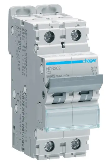 Автоматический выключатель NCN202 (2р,С,2А) Hager