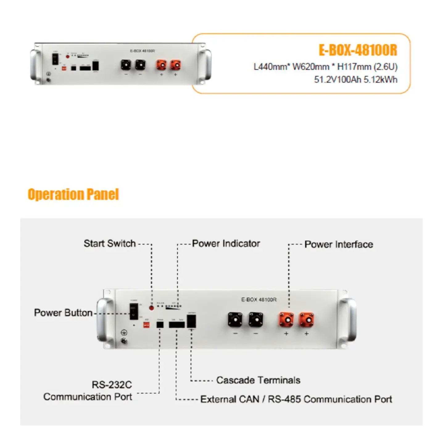Акумуляторна батарея Pytes E-Box-4850R-B LiFePO4 (2.4 kWh / 48 V / 50 Ah)