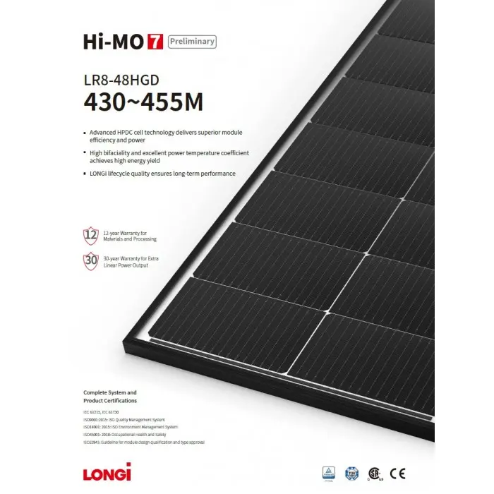 Солнечная панель Longi Solar LR8-48HGD-450M Hi-MO7 bifacial - фото №3