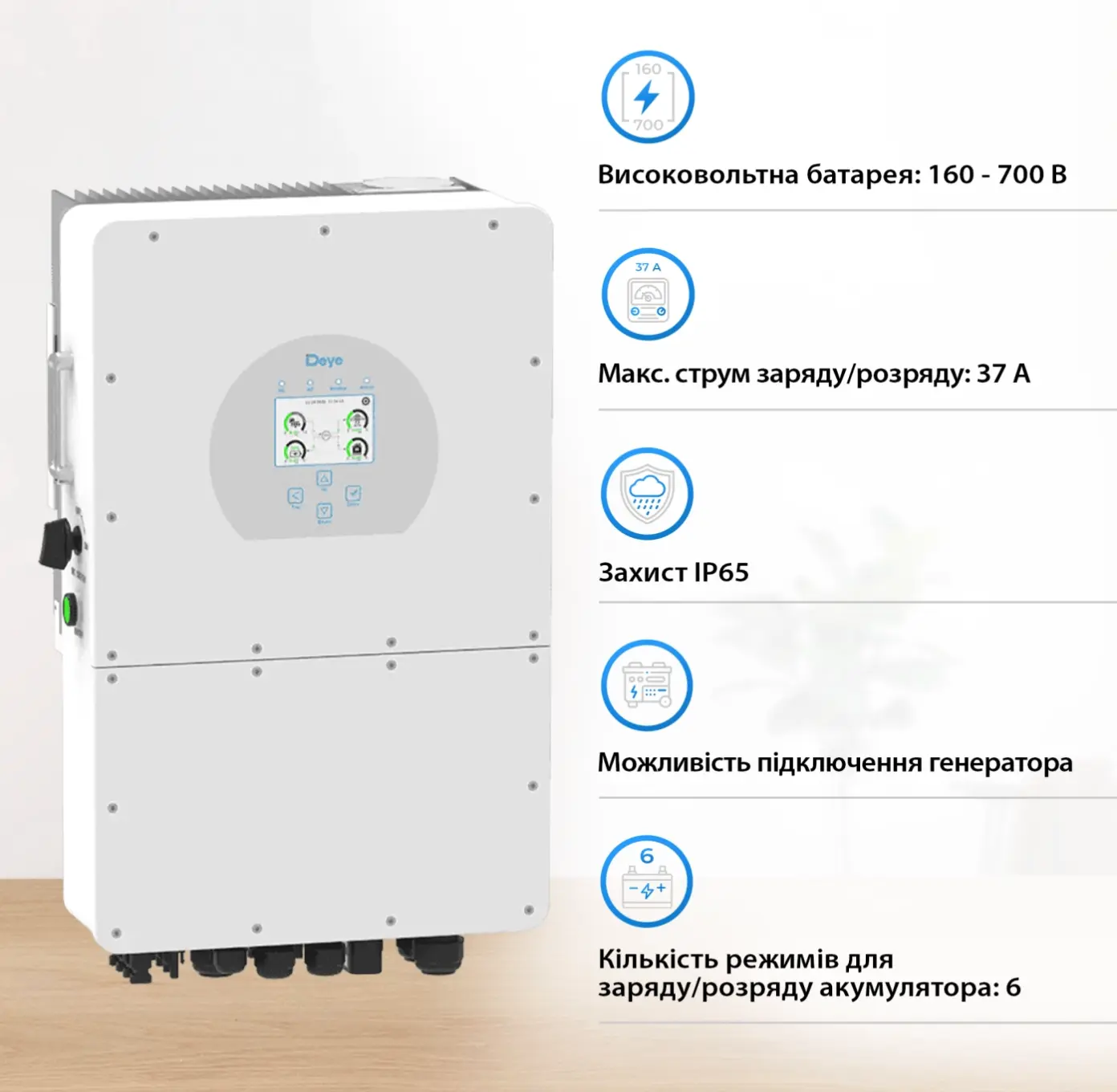 Гібридний інвертор DEYE SUN-10K-SG01HP3-EU-AM2 - фото №2 Гібридний інвертор DEYE SUN-10K-SG01HP3-EU-AM2 - фото №2