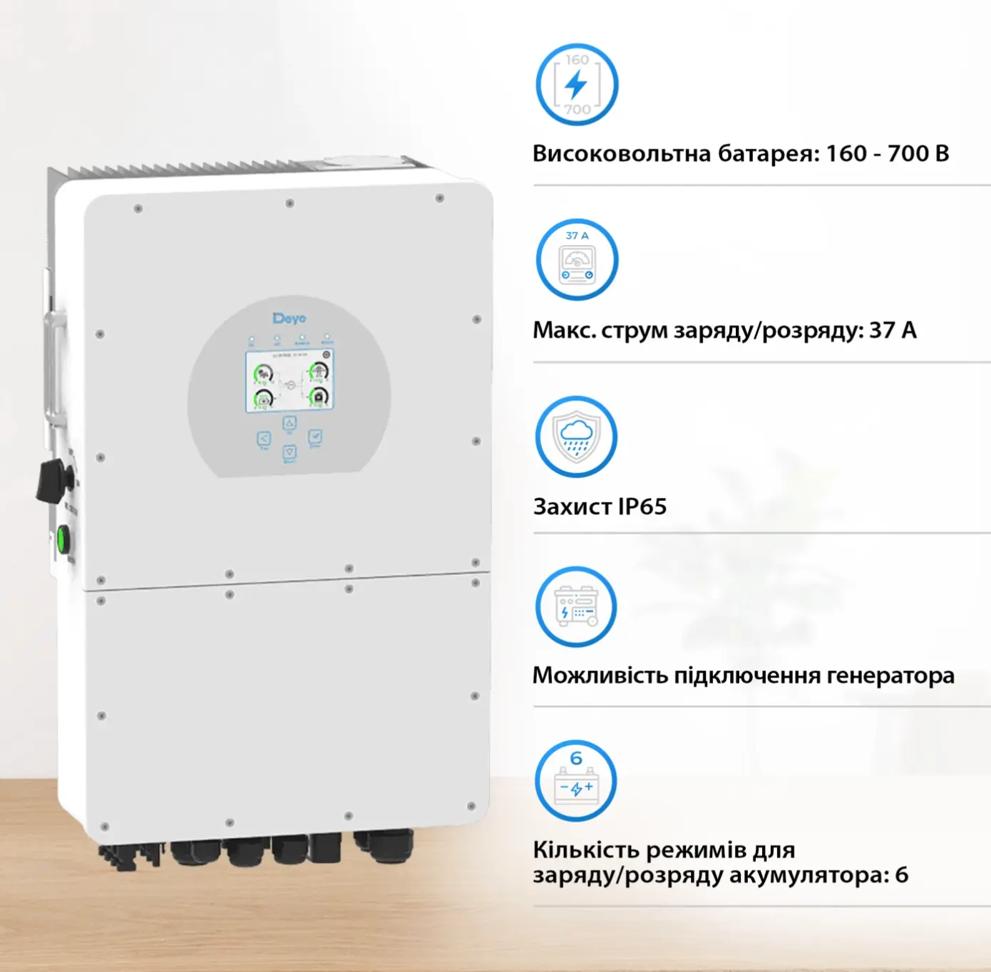 Гібридний інвертор DEYE SUN-12K-SG01HP3-EU-AM2 - фото №1 Гібридний інвертор DEYE SUN-12K-SG01HP3-EU-AM2 - фото №1