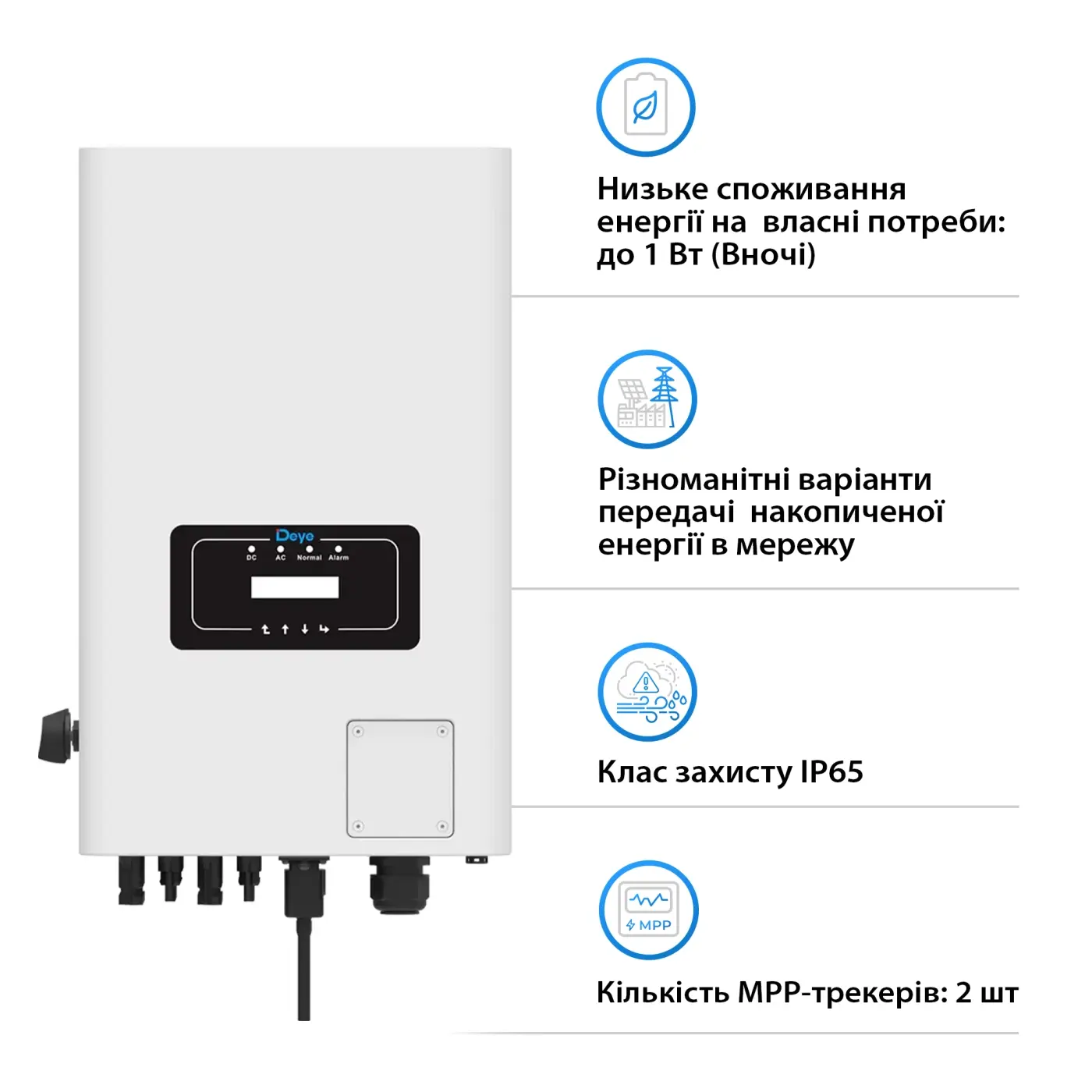 Сетевой трехфазный инвертор Deye SUN-35K-G04 (35 kW, 3 фазы, 2 MPPT) - фото №1