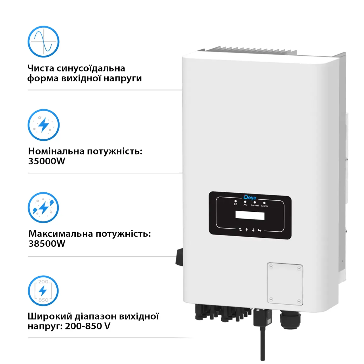 Сетевой трехфазный инвертор Deye SUN-35K-G04 (35 kW, 3 фазы, 2 MPPT) - фото №2