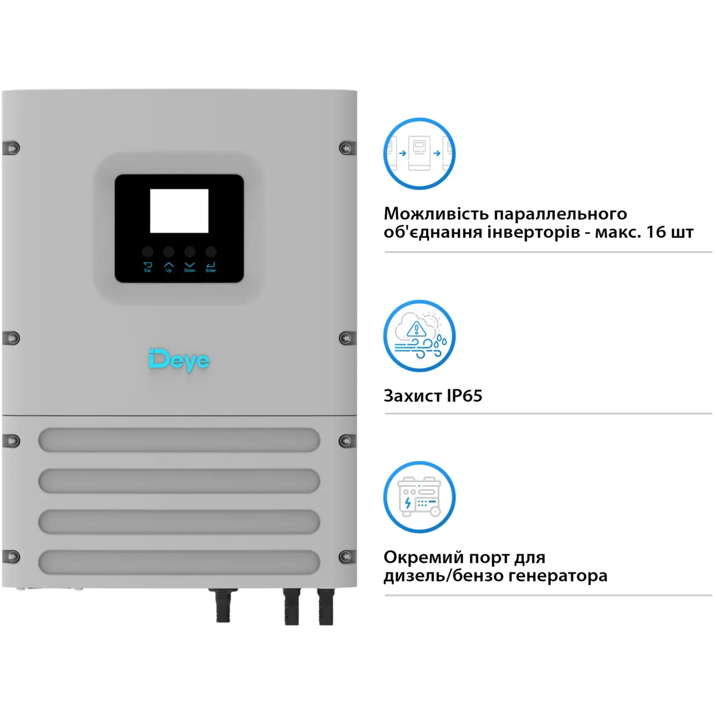Автономний інвертор DEYE SUN-6K-OG01LP1-EU-AM2 6KW LV 2 MPPT Wi-Fi Однофазний (SUN-6K-OG01LP1-EU-AM2) - фото №3