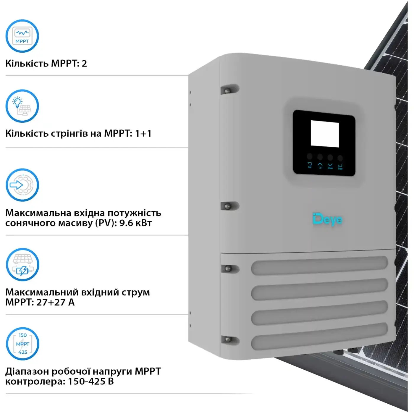 Автономний інвертор DEYE SUN-6K-OG01LP1-EU-AM2 6KW LV 2 MPPT Wi-Fi Однофазний (SUN-6K-OG01LP1-EU-AM2) - фото №4