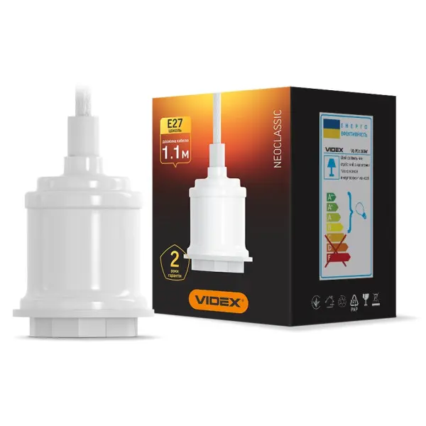 Металлический подвесной светильник Videx Е27 1,1м (VL-PD116IW) белый - фото №1