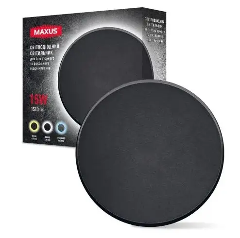 Накладной светильник Maxus MWL 15Вт 3000/4100/6500К IP65 BL Circle (1-MWL-15W-BLC) - фото №3 Накладной светильник Maxus MWL 15Вт 3000/4100/6500К IP65 BL Circle (1-MWL-15W-BLC) - фото №3