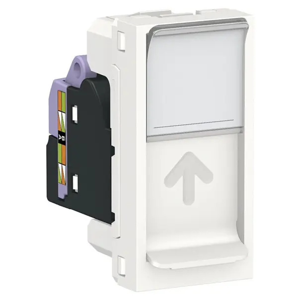 Одинарна комп'ютерна розетка Schneider Electric NU341618 RJ45 cat.6 STP із полем для напису 1М (біла)