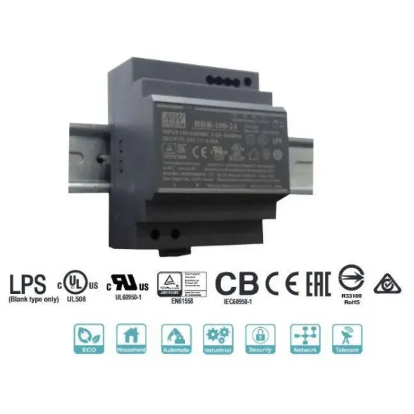 Блок питания Mean Well на DIN-рейку 100.8W DC24V (HDR-100-24N) Блок питания Mean Well на DIN-рейку 100.8W DC24V (HDR-100-24N)