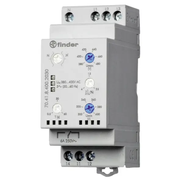 Реле контролю фаз Finder 1CO 6A 380-415В AC (704184002030) Реле контролю фаз Finder 1CO 6A 380-415В AC (704184002030)