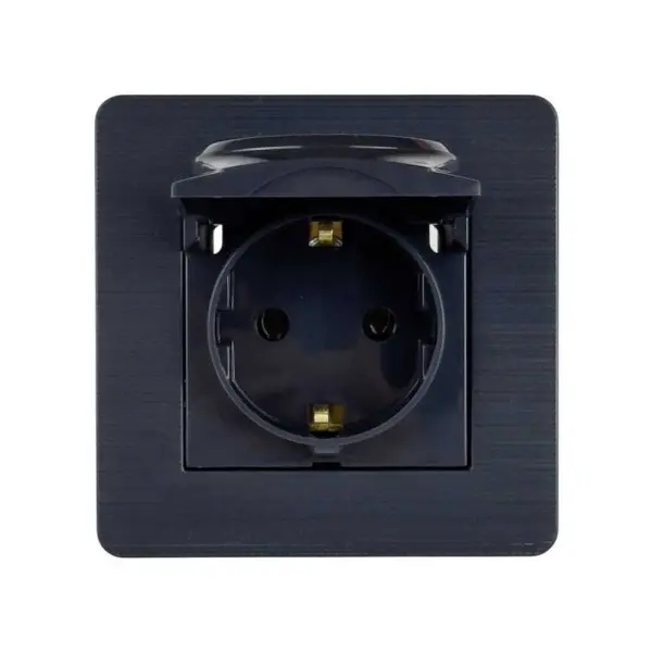 Розетка Nilson Selene антрацит 1-на з заземленням з кришкою ( 23362518 )