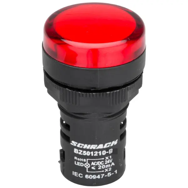 Красный LED индикатор Schrack BZ501210B 24В AC/DC Красный LED индикатор Schrack BZ501210B 24В AC/DC