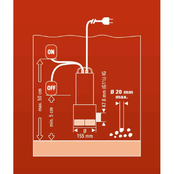 Дренажный насос для грязной воды Einhell GC-DP 1020 N (4170773) - фото №3