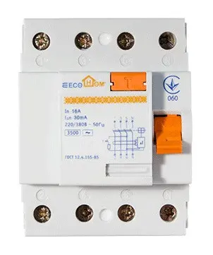 Пристрій захисного відключення ECOHOME 3P+N 16A 30мА (ECO020020001) - фото №1