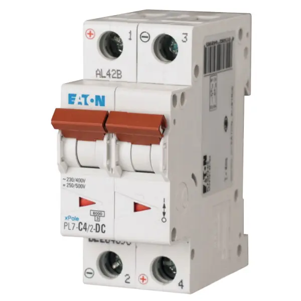 Автоматичний вимикач Eaton PL7-C4/2-DC 500В DC 4А C