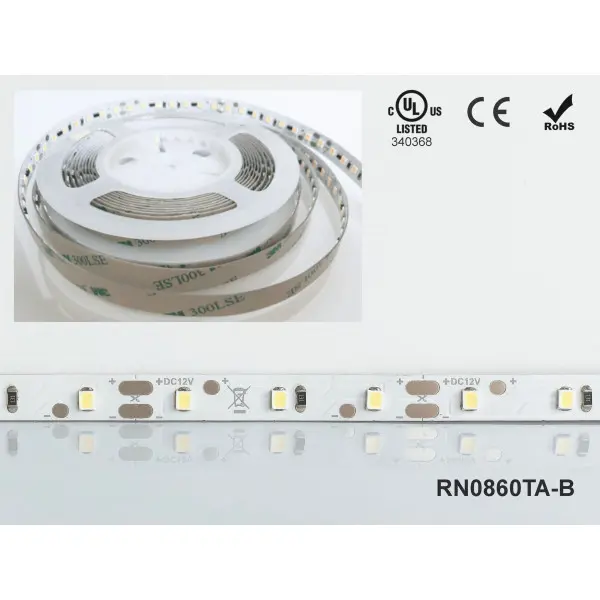 LED стрічка RISHANG 60-2835-12V-IP20 5,5W 463Lm 3000K 5м (RN0860TA-B-WW) - фото №1