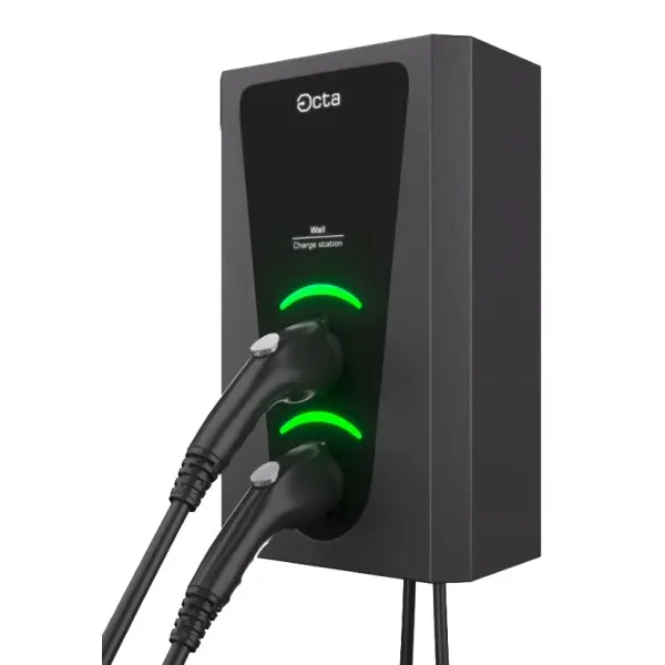 Трехфазная зарядная станция для электромобилей Octa Energy W244-C22-C22 Wall на 44кВт с 2 портами (Type 2 Type 2) - фото №1