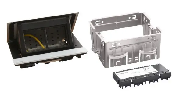 Лючок із висувним блоком Legrand на 4 модулі (654803) алюміній - фото №2