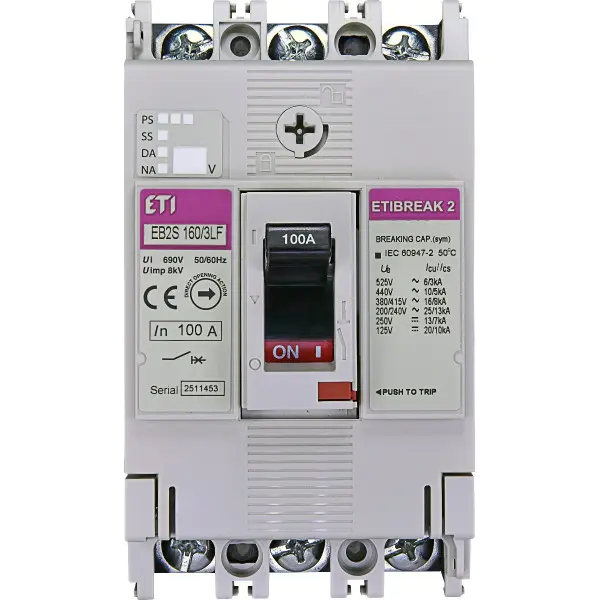 Автоматический выключатель ETI 004671810 EB2S 160/3LF 125А 3P (16kA фиксированные настройки) Автоматический выключатель ETI 004671810 EB2S 160/3LF 125А 3P (16kA фиксированные настройки)