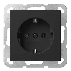 Розетка Gira System 55 с заземляющим контактом черная матовая (4188005)