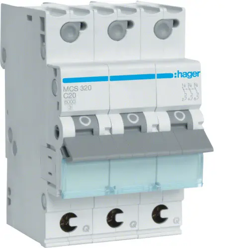 Автоматичний вимикач Hager MCS320 QC 6кА C 20A 3P