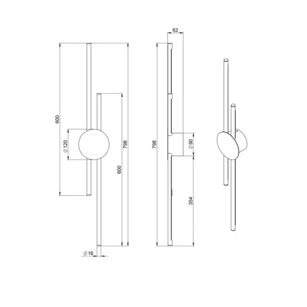 Бра, настінний світильник Pikart 33894-9 Line Right LED 2x10W 3000K IP20 латунний - фото №1