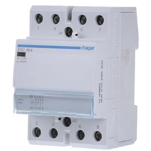 Контактор 63A ESC464 (4НЗ, 230В) 3м Hager - фото №1 Контактор 63A ESC464 (4НЗ, 230В) 3м Hager - фото №1