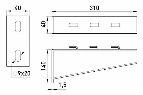Консоль кронштейна E.Next AT6-30 310мм 1,5мм (AT6-30) - фото №1