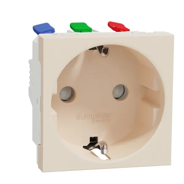 Розетка с заземлением Schneider Electric Unica New NU305744 со шторками 16А самозажимная бежевая Розетка с заземлением Schneider Electric Unica New NU305744 со шторками 16А самозажимная бежевая