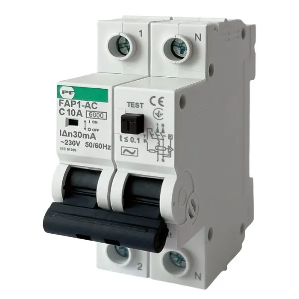 Автомат защитного отключения Promfactor FAP1-AC "C" 10А/0,03A 2P 6кА (FAP01C10030AC)