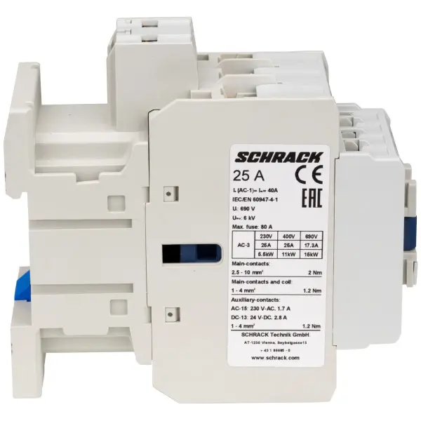 Контактор Schrack LZDC25B3 Cubico Classic 230В AC 1НО+1НЗ 11кВт 25А 3Р - фото №2 Контактор Schrack LZDC25B3 Cubico Classic 230В AC 1НО+1НЗ 11кВт 25А 3Р - фото №2