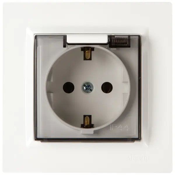 Розетка із з/к із кришкою Simon 10 біла - фото №1