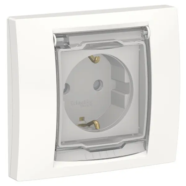 Розетка Schneider Electric NU003718 с прозрачной крышкой IP44 (белая)