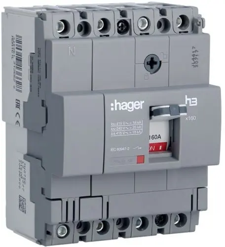 Автоматичний вимикач Hager HDA161L x160 In=160А 4P 18кА