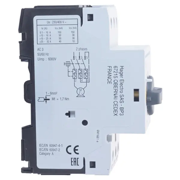 Автомат захисту двигуна 25,0-32,0 А Hager - фото №1