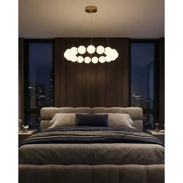Подвесной светильник, люстра Goldlux 338242 Perla LED 1x40W 4000K 5200Lm IP20 золотой - фото №1 Подвесной светильник, люстра Goldlux 338242 Perla LED 1x40W 4000K 5200Lm IP20 золотой - фото №1
