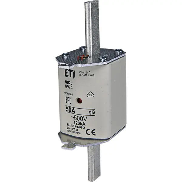 Предохранитель Eti NH-2C/gG 50A 500В KOMBI (4185231) Предохранитель Eti NH-2C/gG 50A 500В KOMBI (4185231)