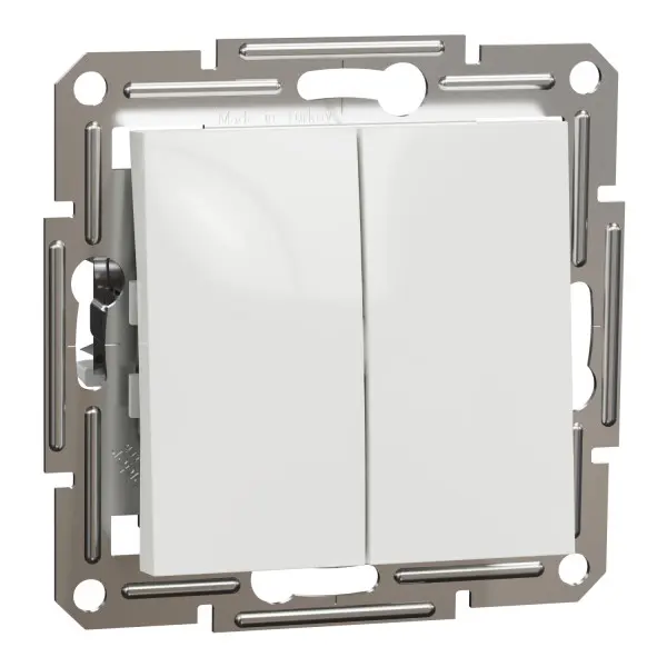 Выключатель кнопочный двухклавишный Schneider Electric Asfora без рамки белый (EPH1170121)