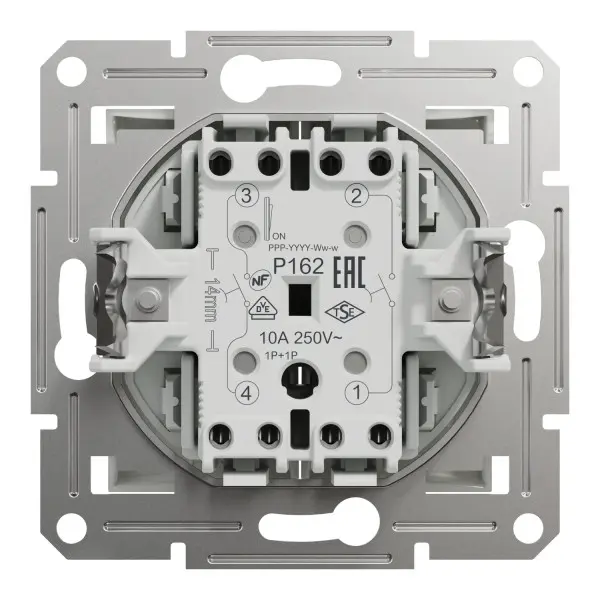 Выключатель кнопочный двухклавишный Schneider Electric Asfora без рамки белый (EPH1170121) - фото №2