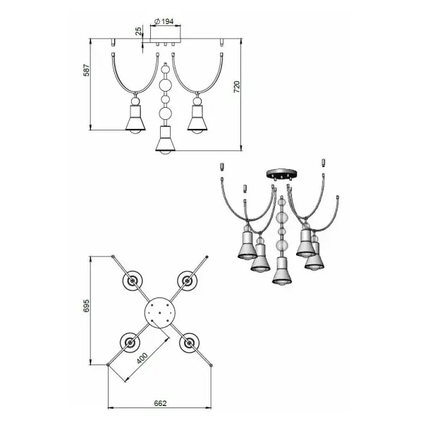 Люстра Pikart 23665-3 ARCH 5U - фото №1
